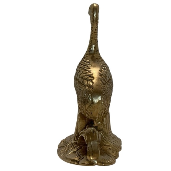 Brass Crane Figurine Stork Egret Heron Bird Paperweight Decor MCM Vintage 1970s - Picture 12 of 16